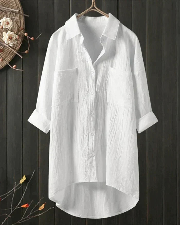 White Linen Olivia Blouse