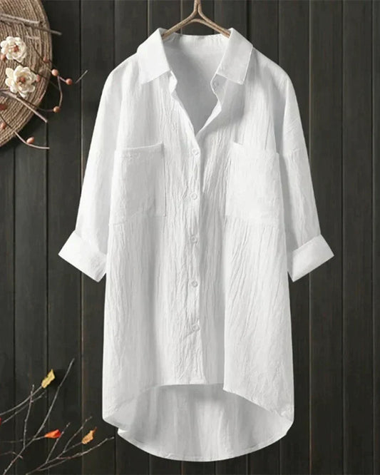 White Linen Olivia Blouse