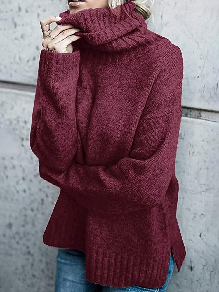 Winter sweater with turtleneck made of soft knitwear