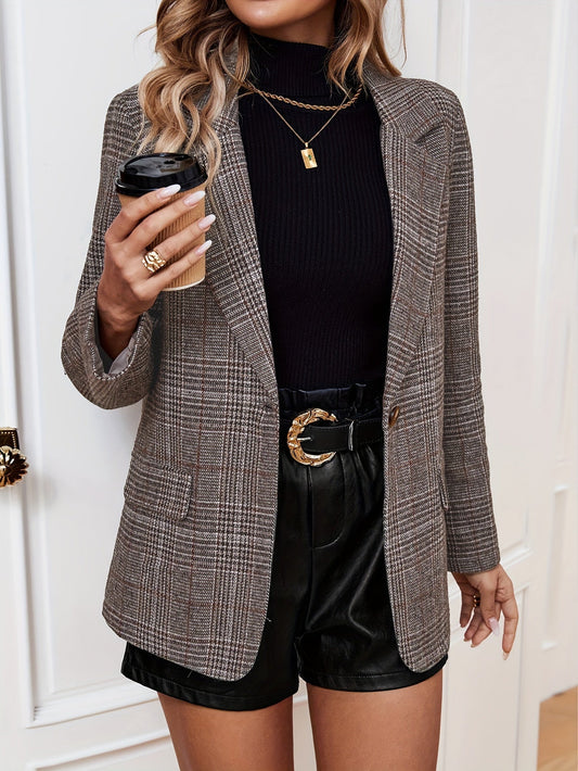 Women's Checked Textured Blazer | Long Sleeve