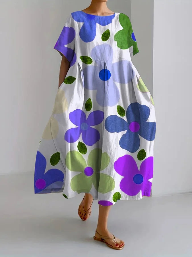 Vibrant Floral Midi Dress for Sunny Summer Days
