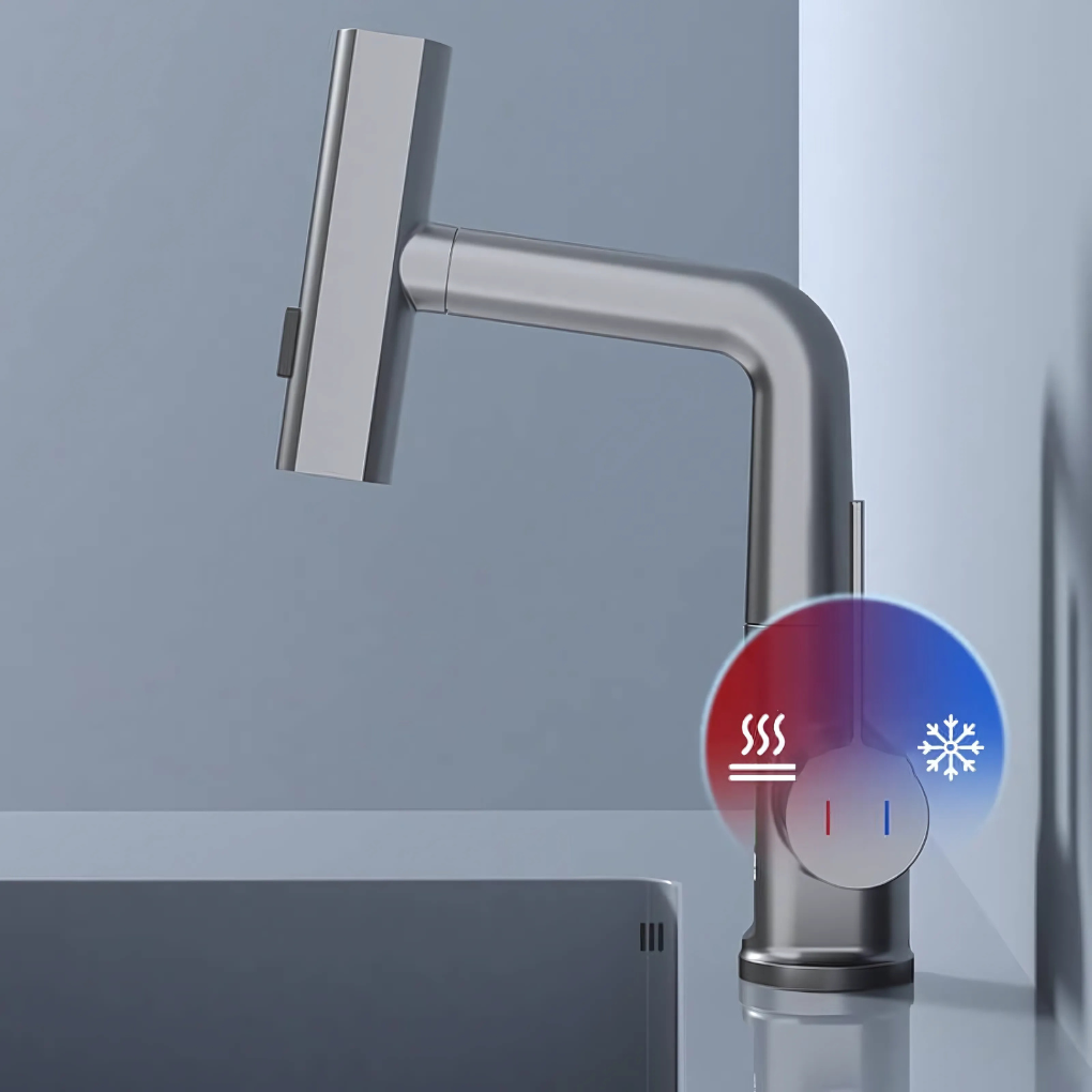 Adjustable LED Waterfall Sink Faucet