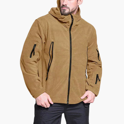 Waterproof Hooded Coat with Zip Pockets for Men