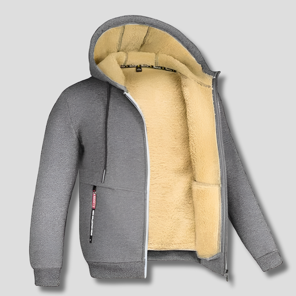 Warm Men's Fleece Jacket with Faux Fur Inside