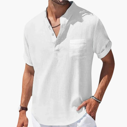 Casual Men's Short Sleeve Button Front Tee - Olytrend