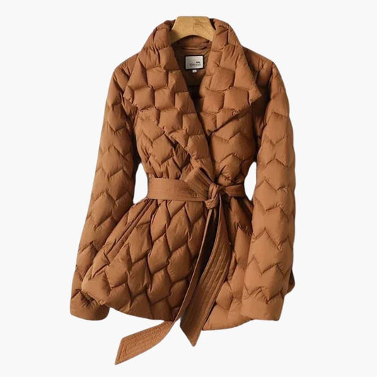 Warm Ladies Parka Coat with Belt - Olytrend