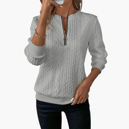 Women's Cable Knit Zip Up Sweater