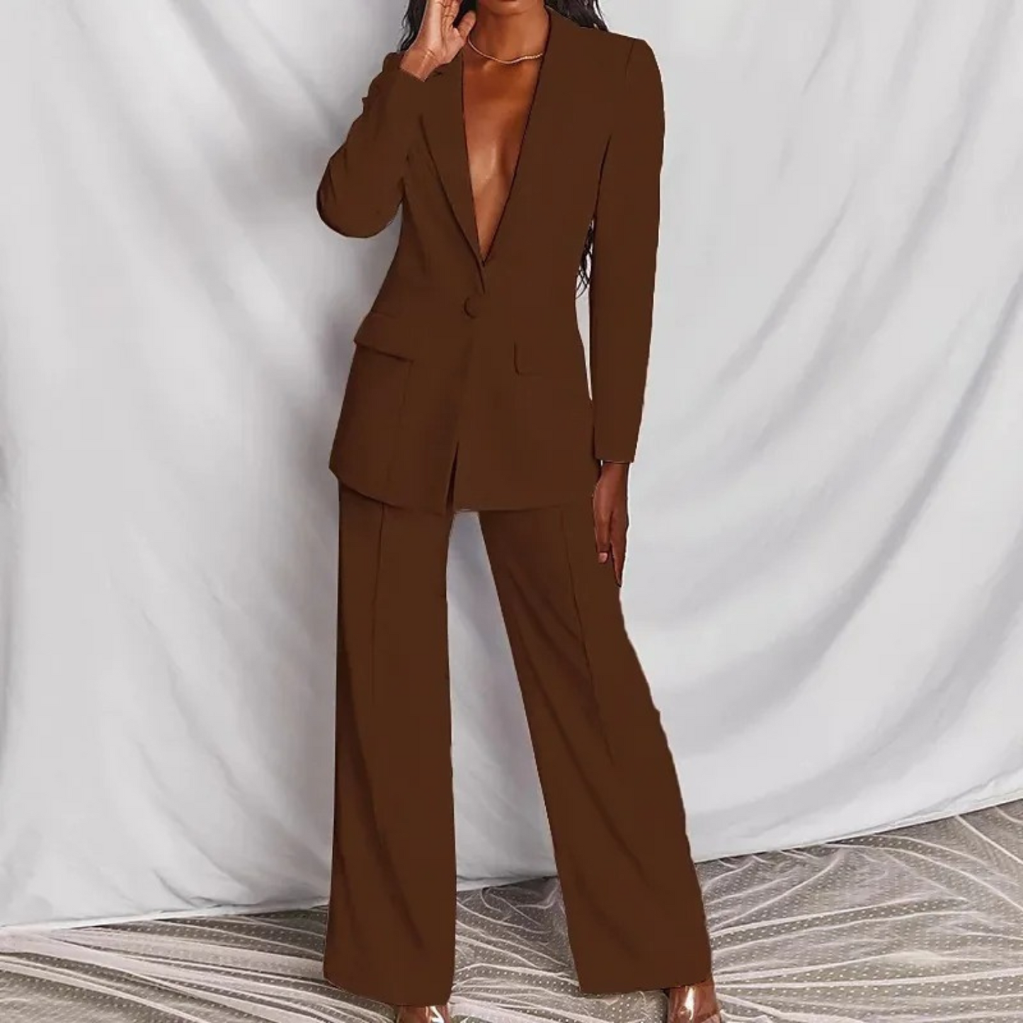 Women's Bina Blazer and Pants Set, Long Sleeve