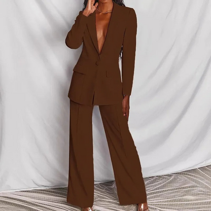 Women's Bina Blazer and Pants Set, Long Sleeve