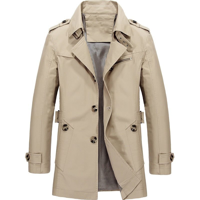 Adrian Men’s Classic Winter Trench Coat – Warm and Stylish Outerwear Beige