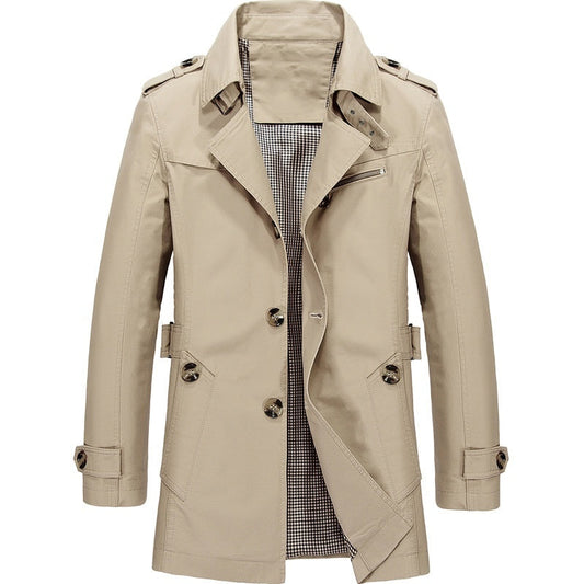 Adrian Men’s Classic Winter Trench Coat – Warm and Stylish Outerwear Beige