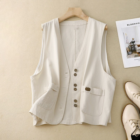 Casual Open Front Vest - Olytrend