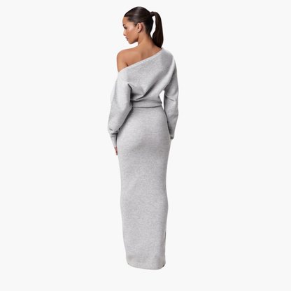 Chic Cold Shoulder Winter Dress for Ladies