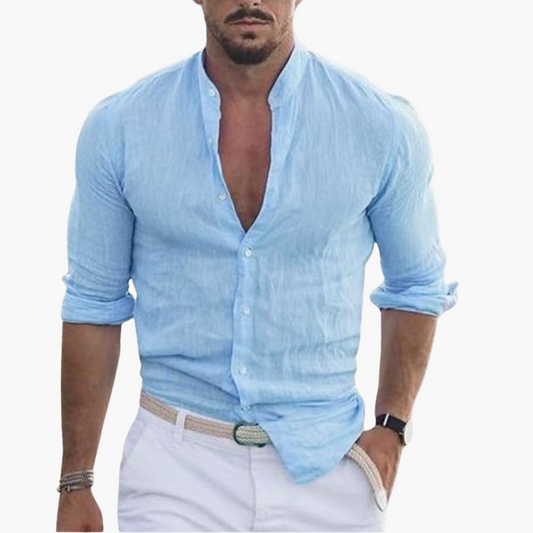 Breathable Mens Shirt - Casual Relaxed Fit Collar Style - Olytrend