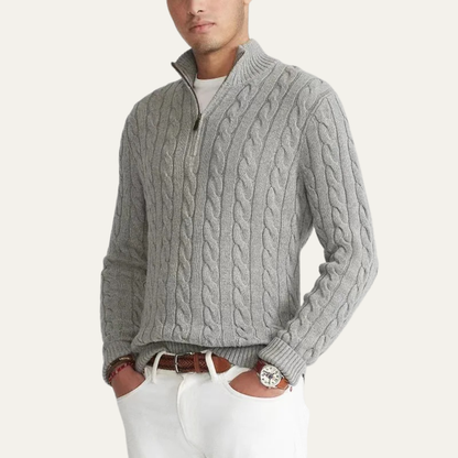 Warm Mens Knit Half Zip Sweater