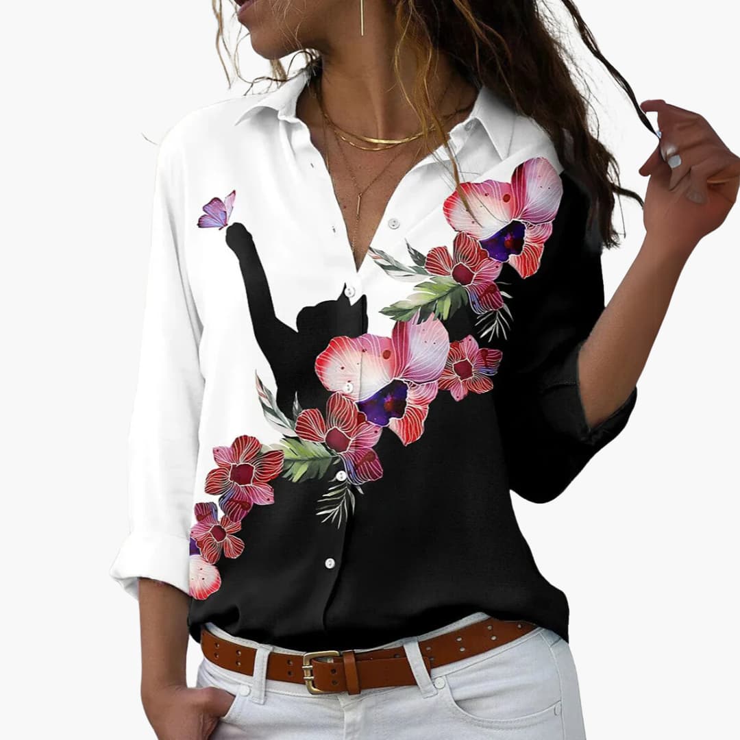Vibrant Floral Women's Casual Blouse
