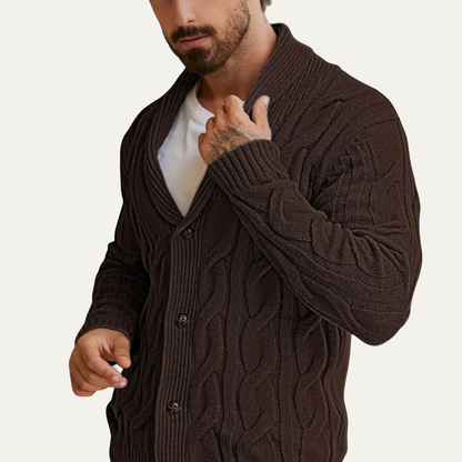 Warm Men's Cable Knit Patterned Cardigan Sweater