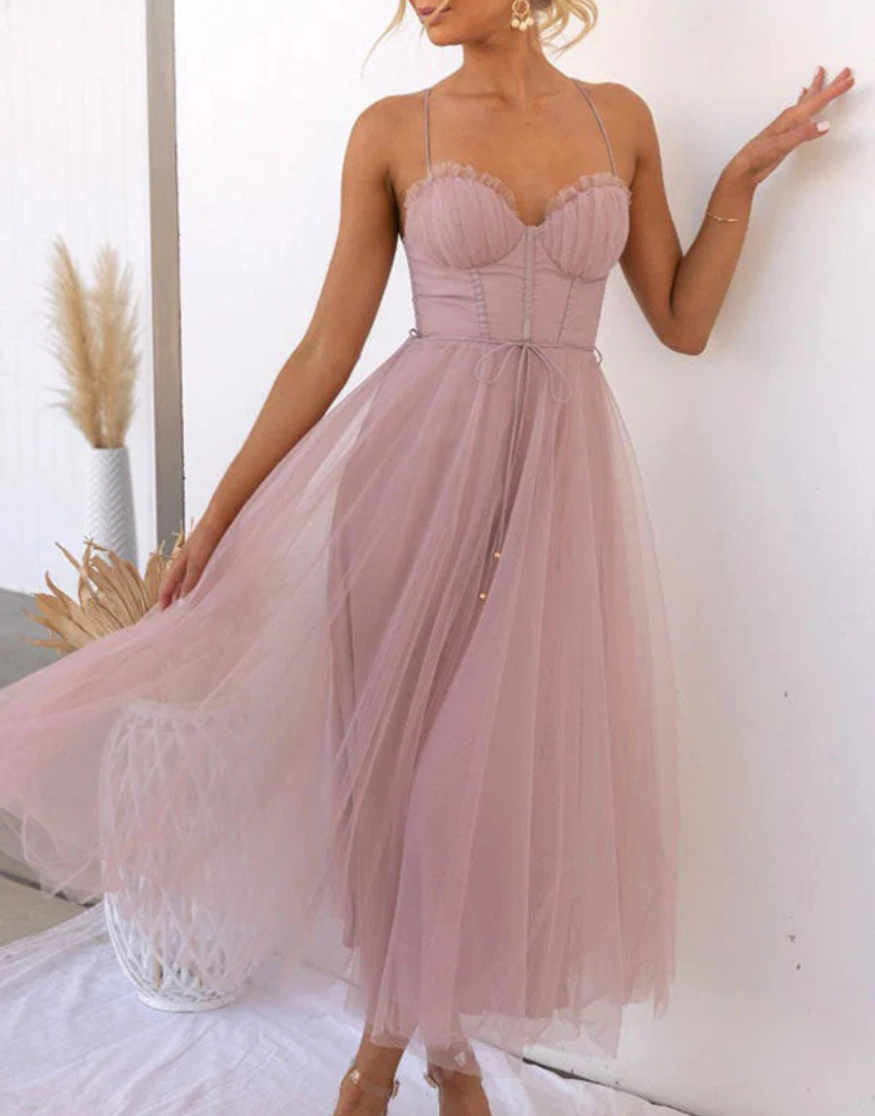 Women's Breathable Tank Maxi Dress with V Neck
