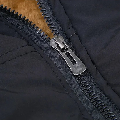 Warm Men's Black Fleece Lined Cotton Parka Jacket