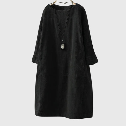Casual Button Front Corduroy Dress - Olytrend
