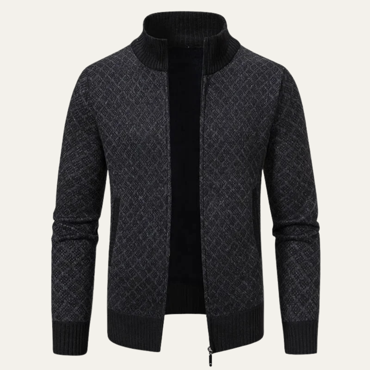 Warm Mens Plaid Zip Up Cardigan Sweater - Nocini