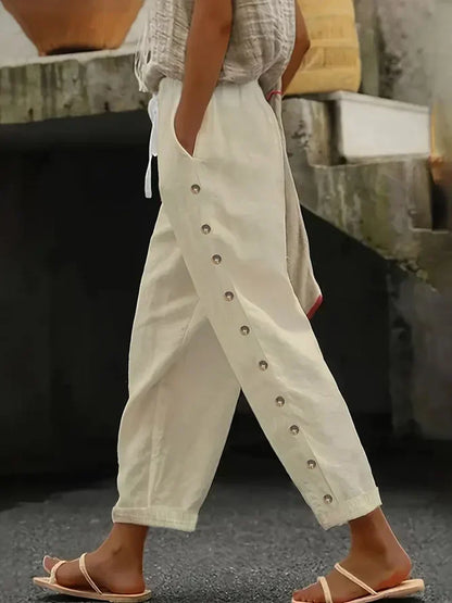 Women's casual pants with buttons | Loose fit