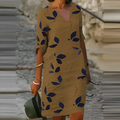 Women's Mavis Summer Dress: A Gorgeous Leaf-Print Design