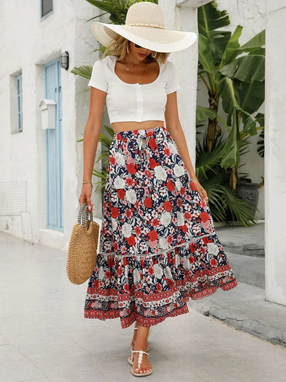 Beautiful Flowy Maxi Skirt with Stretch Waist