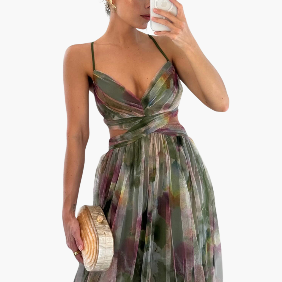 Beautiful Long Dress for Ladies with Flower Print