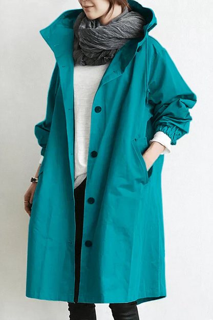 Waterproof trench coat with hood for women - Long and warm