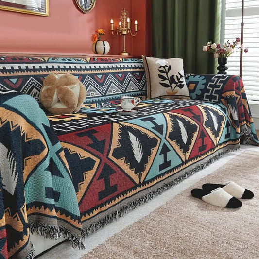 Vintage Floral Pattern Sofa Slipcover Chic Living Room Decor - Olytrend