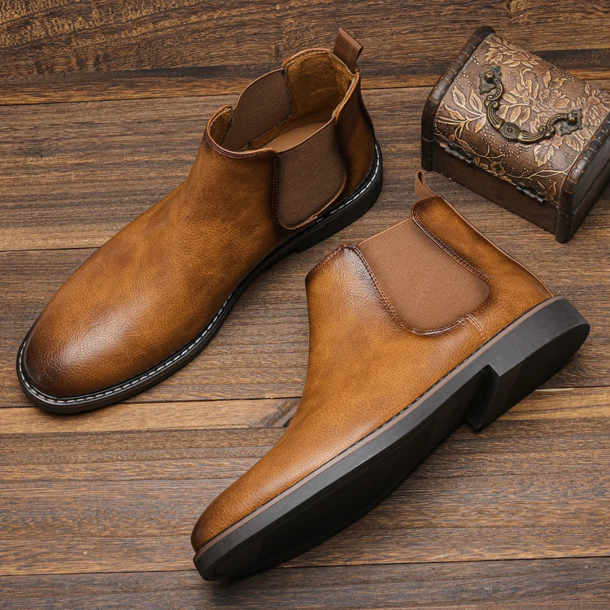 Vintage Men's Leather Chelsea Ankle Boots