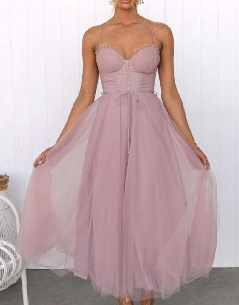 Women's Breathable Tank Maxi Dress with V Neck