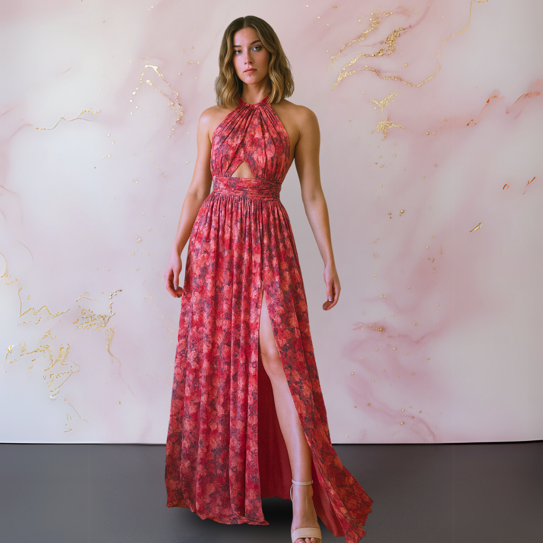 Beautiful Flower Long Evening Dress - Olytrend
