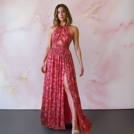 Beautiful Flower Long Evening Dress - Olytrend