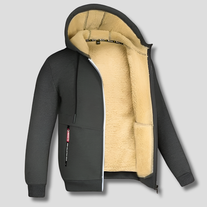 Warm Men's Fleece Jacket with Faux Fur Inside