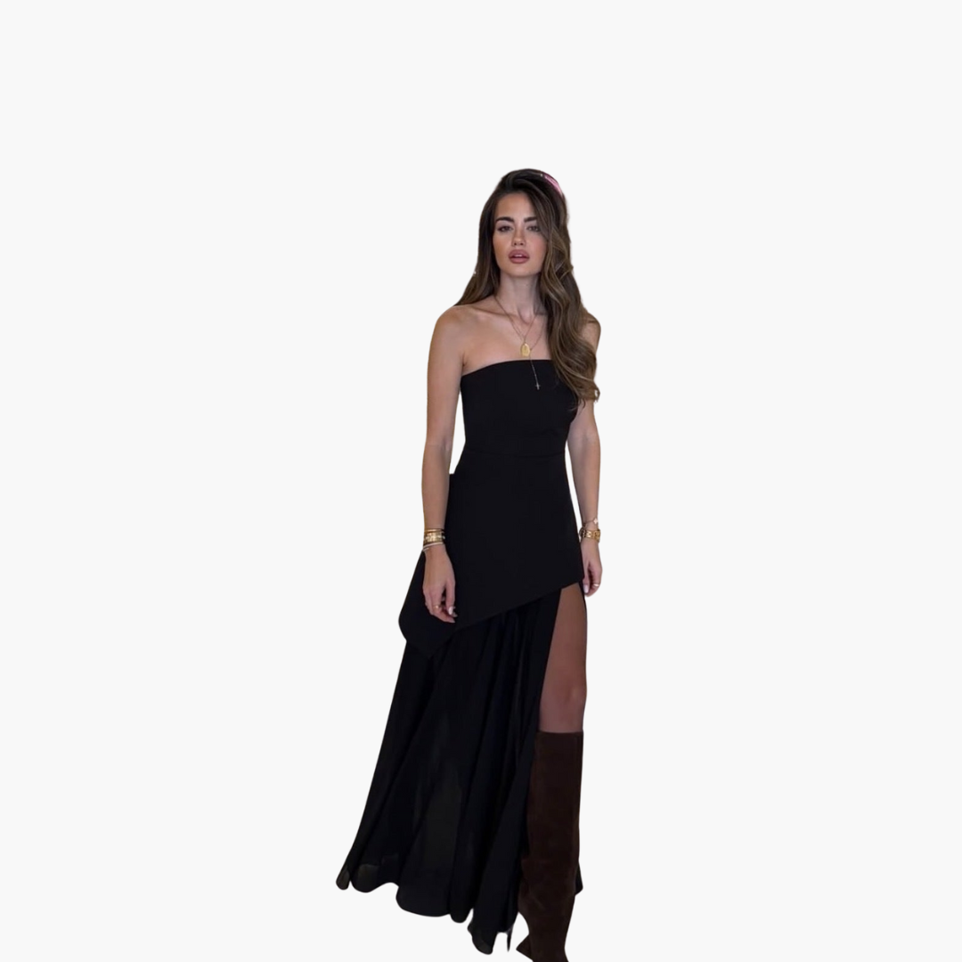 Women's Elegant Long Gown with High Leg Slit