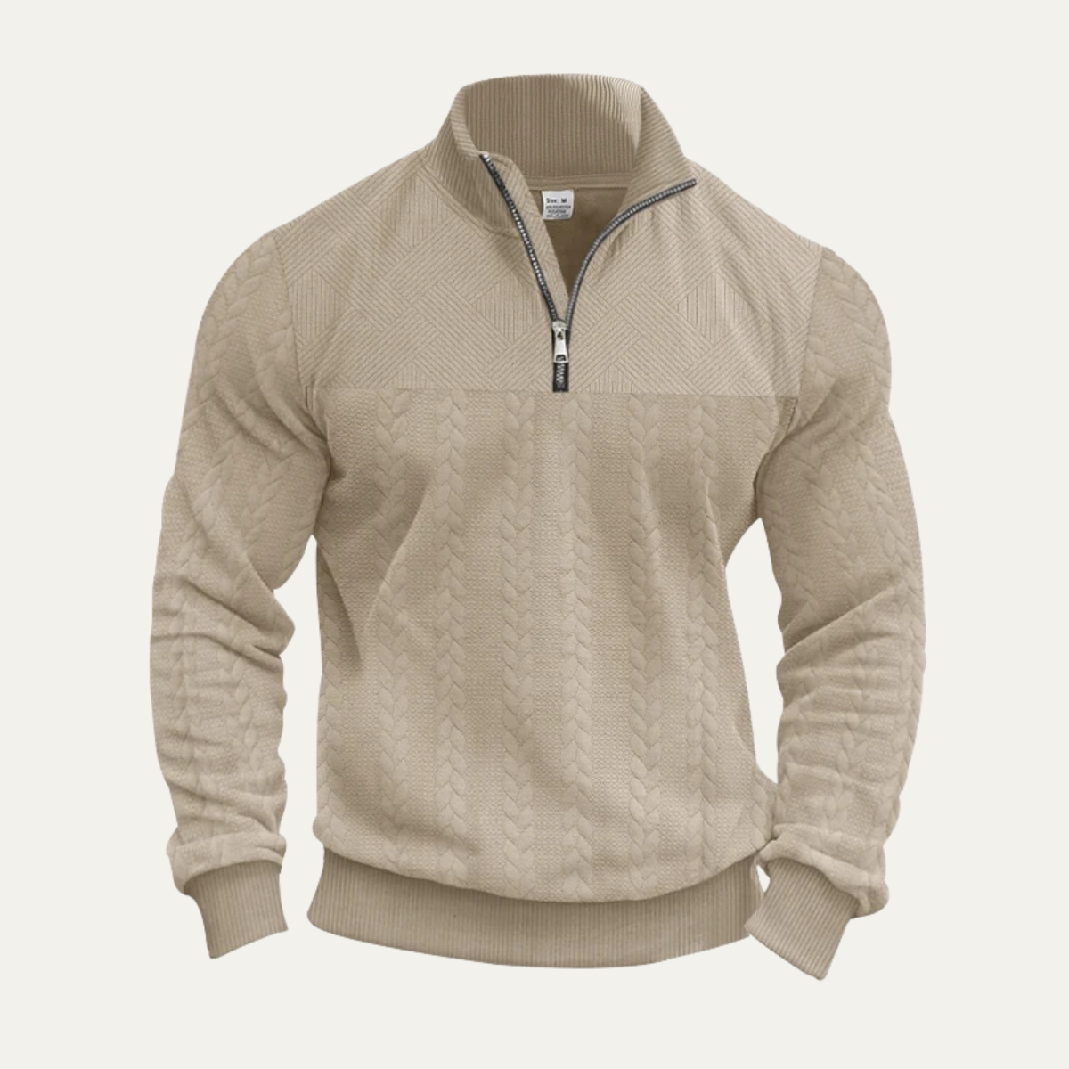 Warm Men's Cable Knit Half Zip Sweater