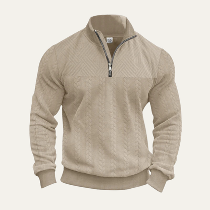 Warm Men's Cable Knit Half Zip Sweater