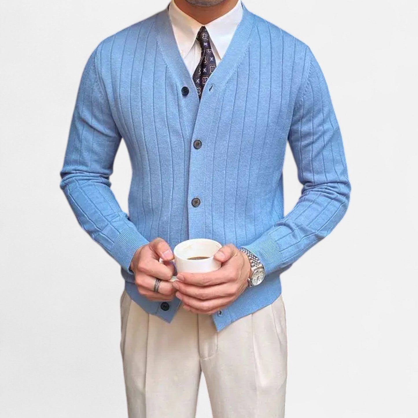Ancient World | Men's V-Neck Elegant Knit Cardigan