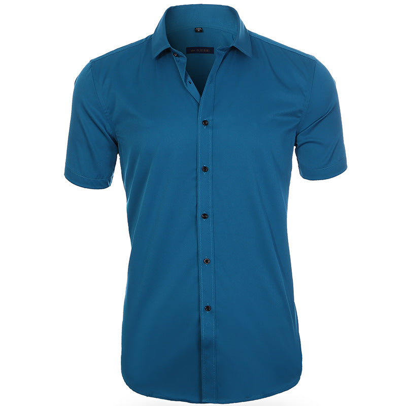 Breathable and wrinkle-resistant short-sleeve shirt for men