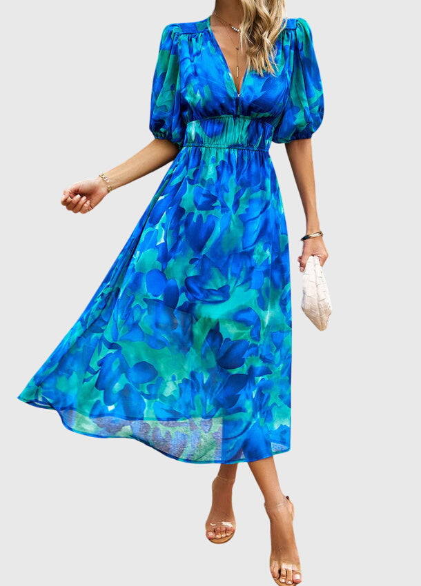 Chic Floral Knee Length Dress