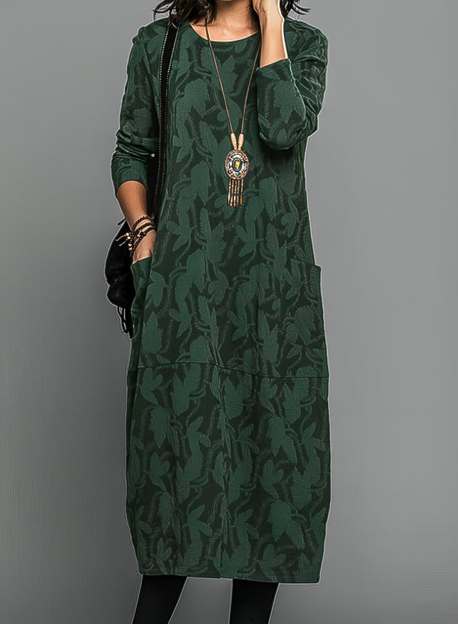 Women's midi dress with long sleeves | Casual pockets