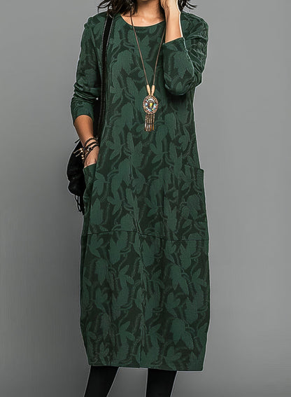 Women's midi dress with long sleeves | Casual pockets