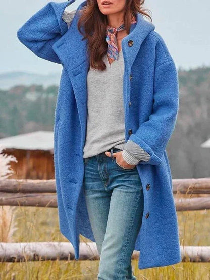 Chérine | Long Buttoned Coat for Women — Simplicity & Urban Trend