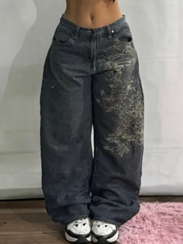 Women's Wide Jeans | With Embroidery and Wide Leg