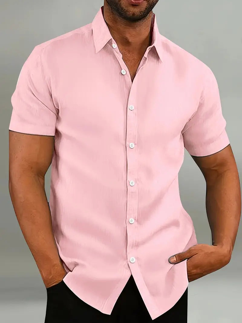 Brian Men's Casual Short-Sleeve Button-Down Shirt