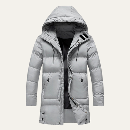 Warm Men's Down Parka Coat with Hood