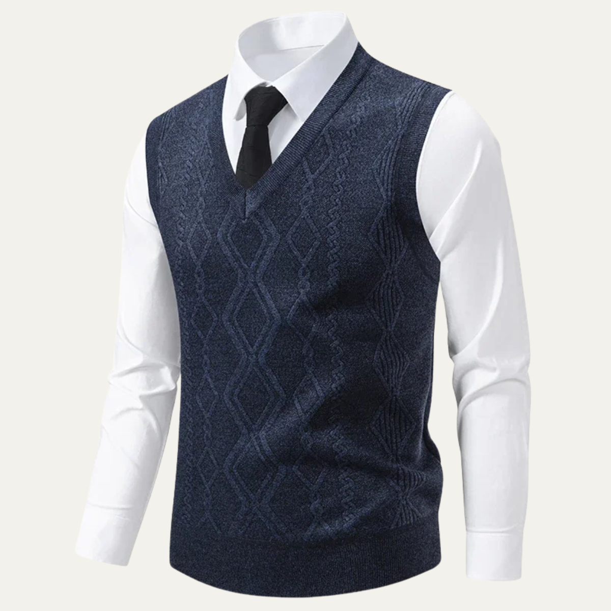 Warm Mens Cable Knit V Neck Sweater Vest