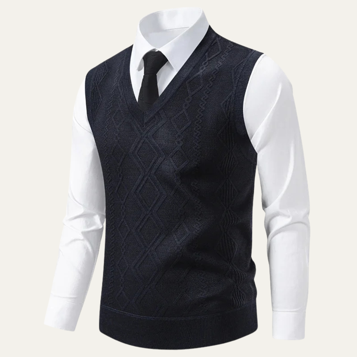Warm Mens Cable Knit V Neck Sweater Vest